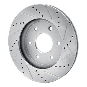 Infiniti QX56 Brake Rotor (1) - Front Left - R1 Concepts - Drilled & Slotted - Silver - `04-`05